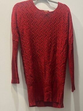It's Our Time Vibrant Red Knit Pullover Sweater Dress